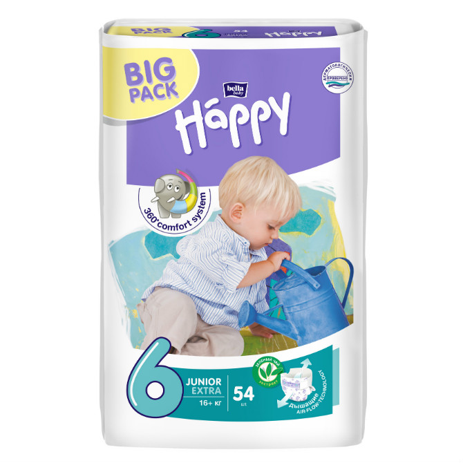 Подгузники Bella Baby Happy 16+  54шт/уп. фото 1
