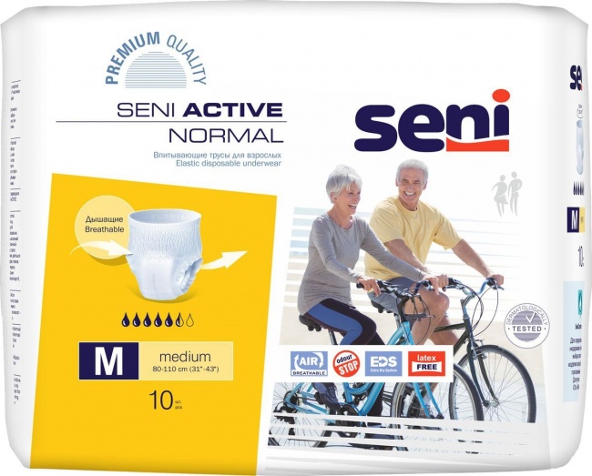 Подгузники для взрослых СЕНИ Active normal (трусы) М уп. 10 шт фото 1